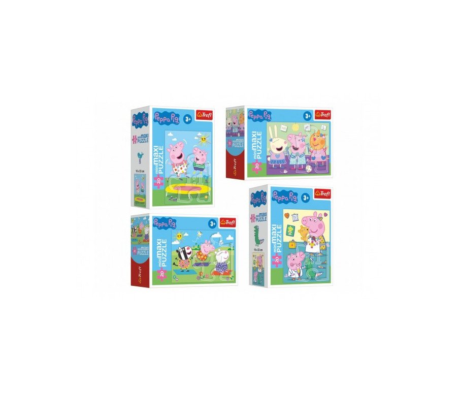 Minipuzzle miniMaxi 20 dílků Prasátko Peppa/Peppa Pig 4 druhy v krabičce 11x8cm 24ks v boxu