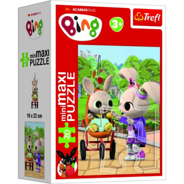 Minipuzzle miniMaxi 20 dílků Bingovi přátelé/Králíček Bing 4 druhy v krabičce 8x11cm 24ks v boxu