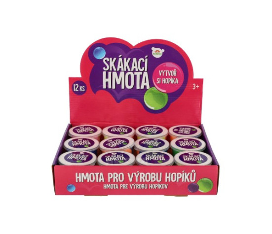 Sliz - Hmota skákací hopíková v kelímku 7x6cm 3 barvy 12ks v boxu