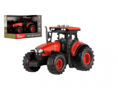 Traktor Zetor plast 9x14cm na setrvačník na bat. se světlem se zvukem v krabici 18x12x10,5cm