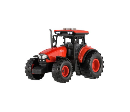 Traktor Zetor plast 9x14cm na setrvačník na bat. se světlem se zvukem v krabici 18x12x10,5cm