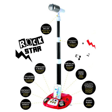 Mikrofon karaoke ROCK STAR plast na baterie se světlem se zvukem v krabici 23x45x8cm