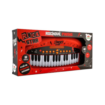 Pianko ROCK STAR 31 kláves plast 46cm na baterie se zvukem, světlem v krabici 52x24x8cm