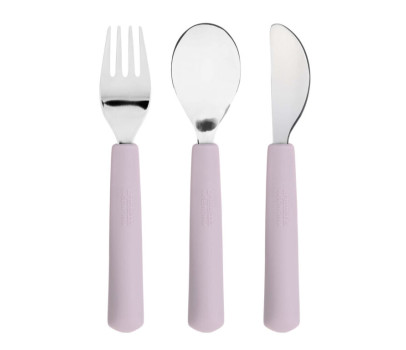 Cutlery with Silicone Handle 3pcs Happy Rascals Heart lavender