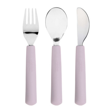 Cutlery with Silicone Handle 3pcs Happy Rascals Heart lavender