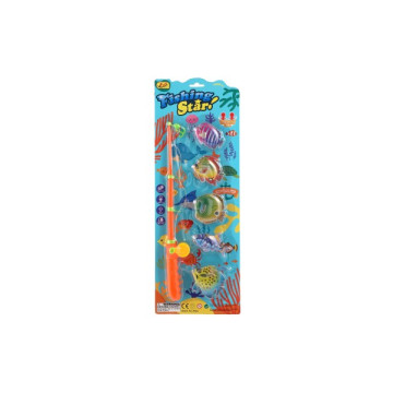 Hra ryby/rybář magnetická plast 5ks+prut plast 39cm 2 barvy na kartě