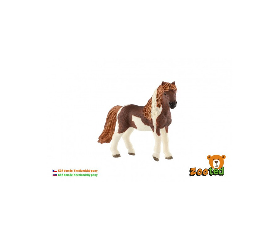 Kůň domácí Shetlandský pony zooted plast 12cm v sáčku