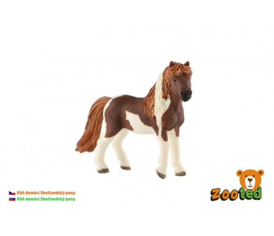 Kůň domácí Shetlandský pony zooted plast 12cm v sáčku