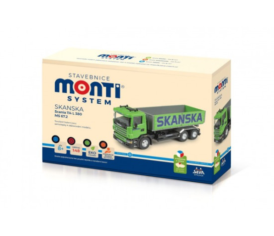 Stavebnice Monti System MS 67,2 Skanska Scania 114 L 1:48 v krabici 31,5x16x6,5cm