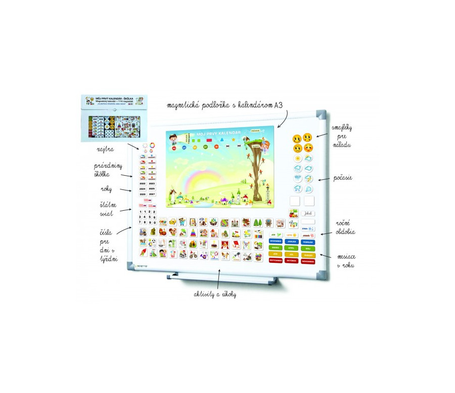 Kalendár magnetický - Škôlka 114ks magnetiek v kartóne 45x32x1cm SK verze