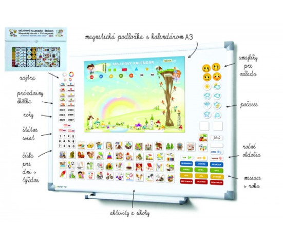 Kalendár magnetický - Škôlka 114ks magnetiek v kartóne 45x32x1cm SK verze