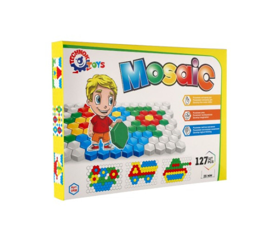 Mozaika klobouček 2,5cm hladká plast 127ks v krabici 34x24x4cm