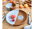 Cutlery with Silicone Handle 3pcs Happy Rascals Smile sky blue