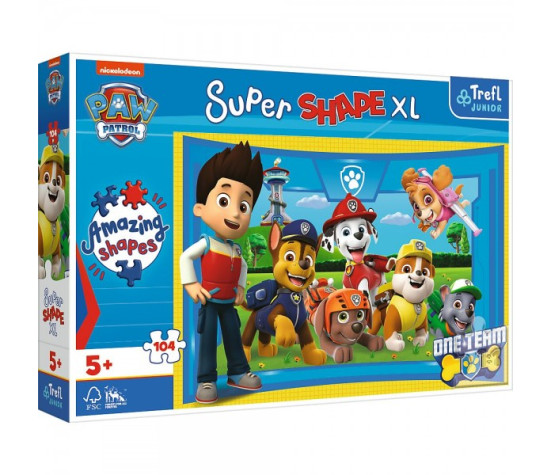 Puzzle 104 XL Super Shape Přátelé štěňat Tlapková patrola/Paw patrol 60x40cm v krabici 40x27x6cm