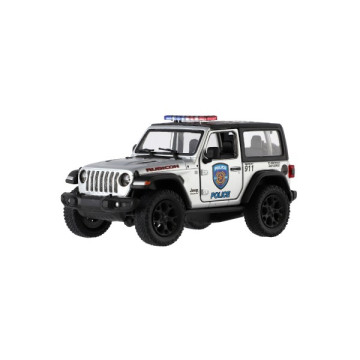 Auto Kinsmart Jeep Wrangler Policie 2018 kov/plast 12cm 2 barvy na zpětné nat. 12ks v boxu