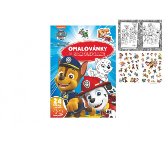 Omalovánky se samolepkami A4 Paw Patrol/Tlapková patrola 21x30cm