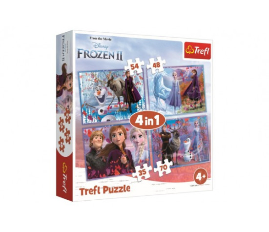 Puzzle 4v1 Ledové království II/Frozen II v krabici 28x28x6cm