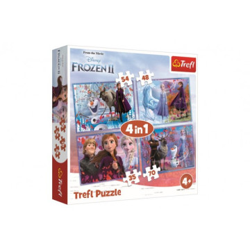 Puzzle 4v1 Ledové království II/Frozen II v krabici 28x28x6cm