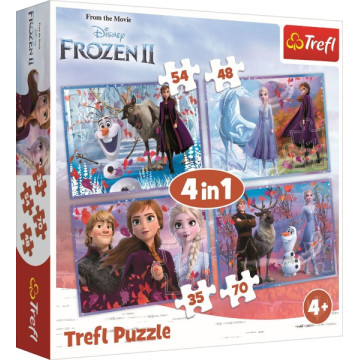 Puzzle 4v1 Ledové království II/Frozen II v krabici 28x28x6cm