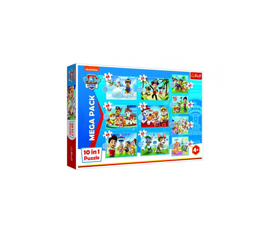 Puzzle Paw Patrol Tlapková Patrola 10v1 Spolehlivý tým v krabici 40x27x6cm