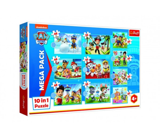 Puzzle Paw Patrol Tlapková Patrola 10v1 Spolehlivý tým v krabici 40x27x6cm