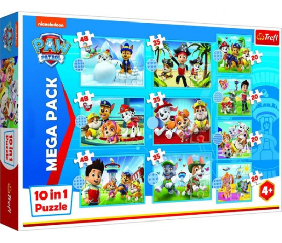 Puzzle Paw Patrol Tlapková Patrola 10v1 Spolehlivý tým v krabici 40x27x6cm