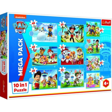 Puzzle Paw Patrol Tlapková Patrola 10v1 Spolehlivý tým v krabici 40x27x6cm