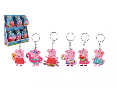 Klíčenka/Přívěsek 3D Prasátko Peppa/Peppa pig guma 10 cm na kartě 72ks v boxu