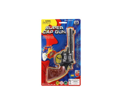 Revolver/pistole na kapsle 8 ran plast 20cm na kartě 15x25x3cm