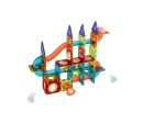 Kuličková dráha magnetická plast 110ks 16 kuliček + doplňky na baterie v krabici 36x28x9cm