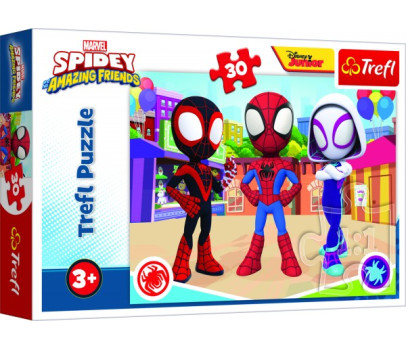 Puzzle Dobrodružství Spideyho a přátel 27x20cm 30 dílků v krabičce 21x14x4cm