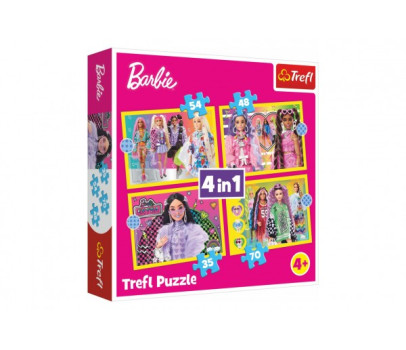 Puzzle 4v1 Šťastný svět Barbie 28,5x20,5cm v krabici 28x28x6cm