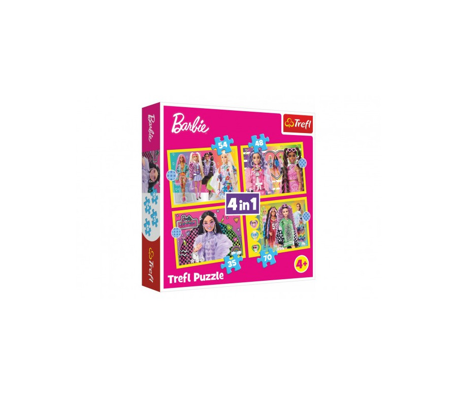 Puzzle 4v1 Šťastný svět Barbie 28,5x20,5cm v krabici 28x28x6cm