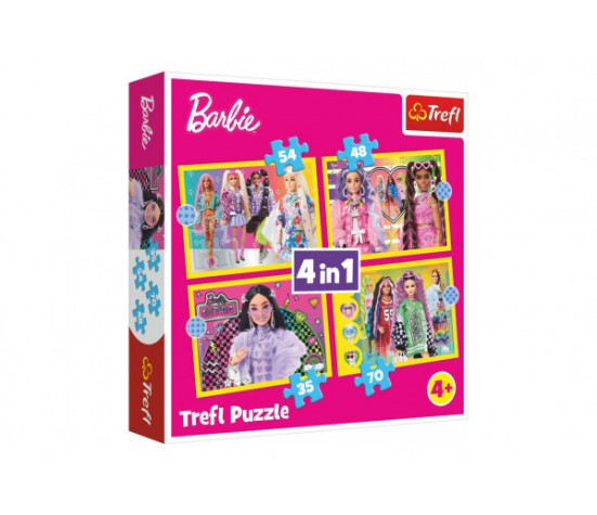 Puzzle 4v1 Šťastný svět Barbie 28,5x20,5cm v krabici 28x28x6cm