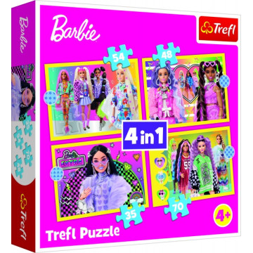 Puzzle 4v1 Šťastný svět Barbie 28,5x20,5cm v krabici 28x28x6cm