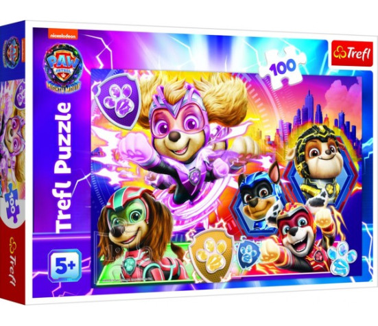 Puzzle Seznamte se s mocnými štěňaty Paw Patrol/Tlapková patrola 100 dílků 41x27,5cm v krab. 29x19cm