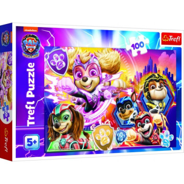 Puzzle Seznamte se s mocnými štěňaty Paw Patrol/Tlapková patrola 100 dílků 41x27,5cm v krab. 29x19cm