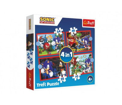 Puzzle 4v1 Sonic/Sonic The Hedgehog 28,5x20,5cm v krabici 28x28x6cm