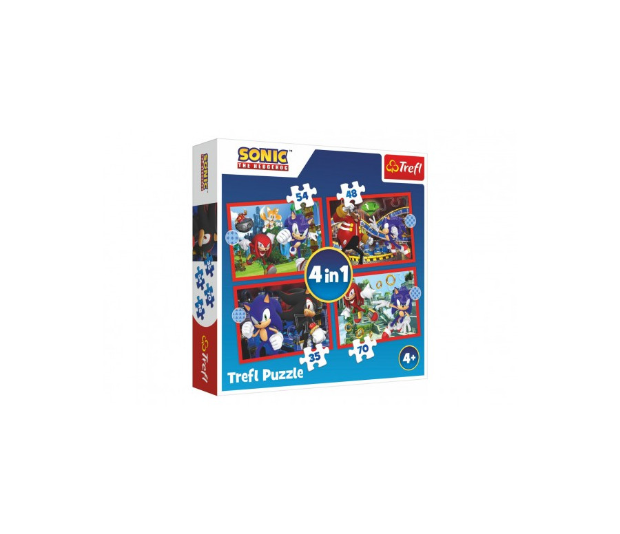 Puzzle 4v1 Sonic/Sonic The Hedgehog 28,5x20,5cm v krabici 28x28x6cm