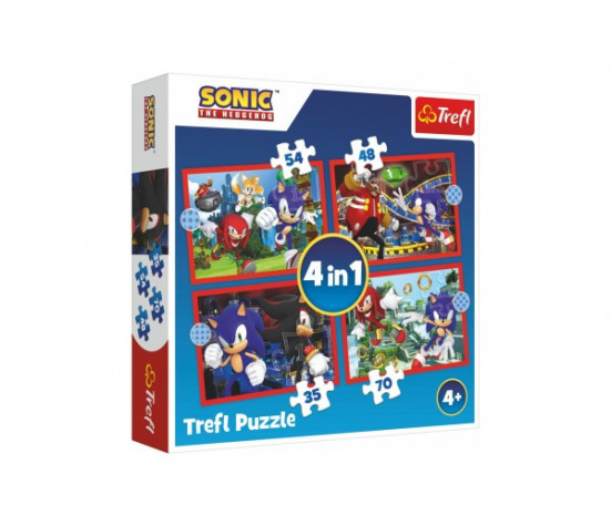 Puzzle 4v1 Sonic/Sonic The Hedgehog 28,5x20,5cm v krabici 28x28x6cm