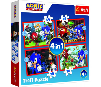 Puzzle 4v1 Sonic/Sonic The Hedgehog 28,5x20,5cm v krabici 28x28x6cm