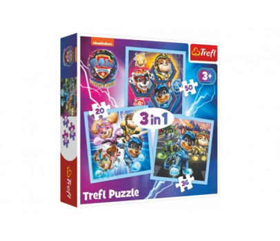 Puzzle 3v1 Mocná štěňata Tlapková patrola/Paw Patrol 20x19,5cm v krabici 28x28x6cm