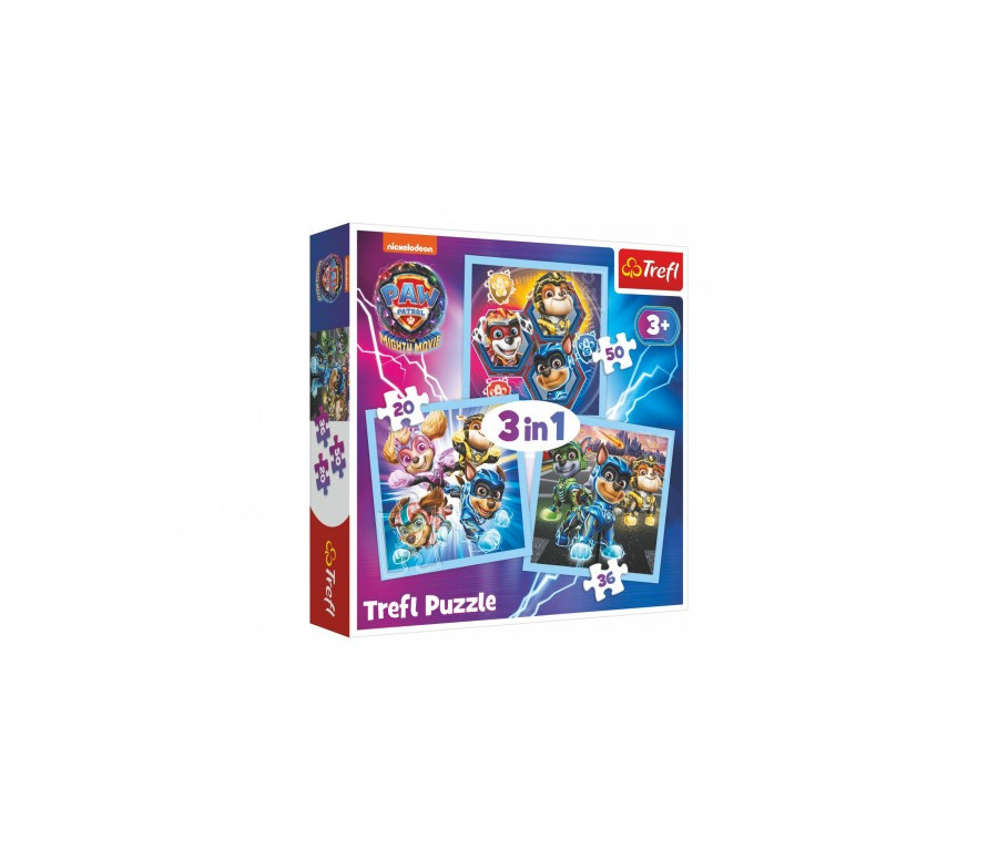 Puzzle 3v1 Mocná štěňata Tlapková patrola/Paw Patrol 20x19,5cm v krabici 28x28x6cm