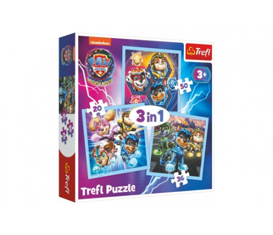 Puzzle 3v1 Mocná štěňata Tlapková patrola/Paw Patrol 20x19,5cm v krabici 28x28x6cm