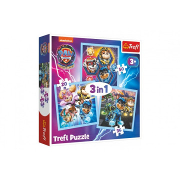 Puzzle 3v1 Mocná štěňata Tlapková patrola/Paw Patrol 20x19,5cm v krabici 28x28x6cm