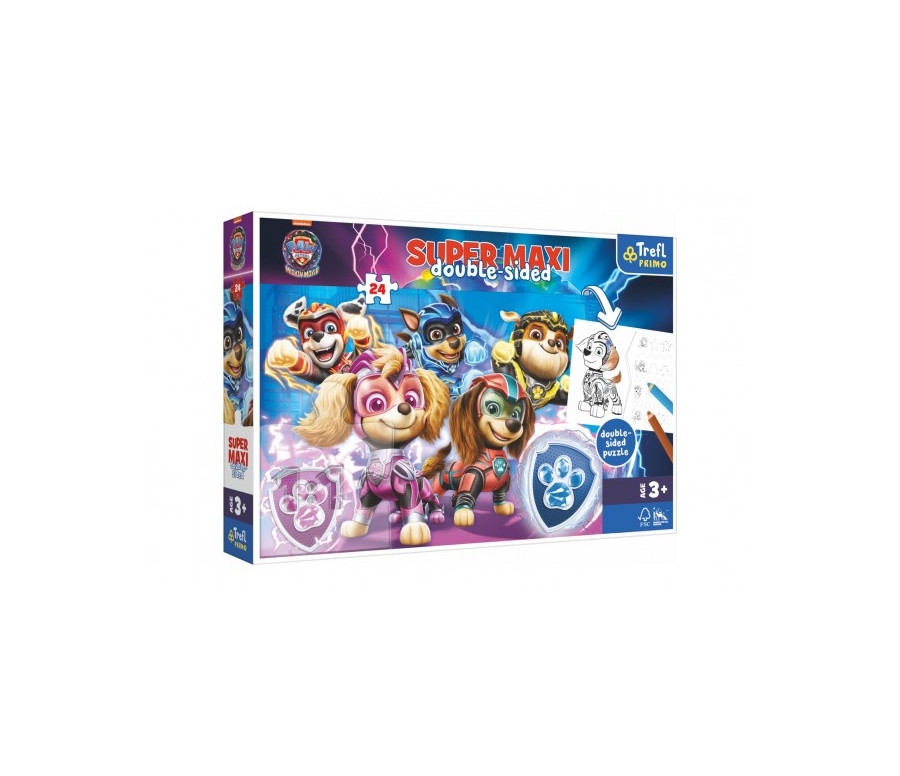 Puzzle SUPER MAXI oboustranné Psí tým v akci Tlapková patrola/Paw patrol 24 dílků v krab. 40x27x6cm