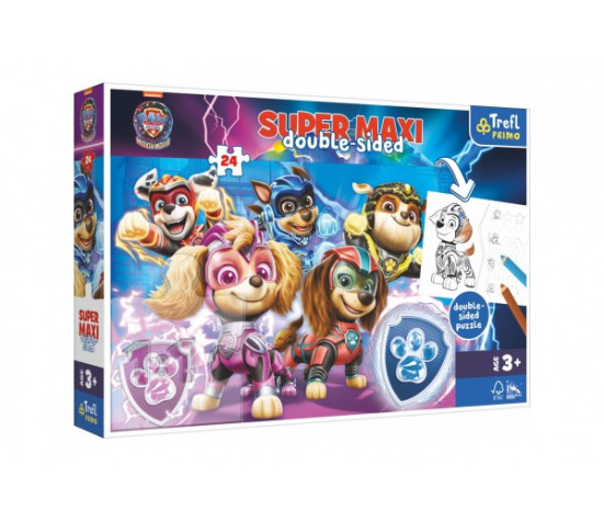 Puzzle SUPER MAXI oboustranné Psí tým v akci Tlapková patrola/Paw patrol 24 dílků v krab. 40x27x6cm