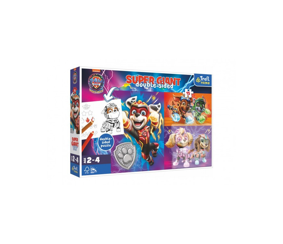 Puzzle GIANT oboustranné Skvělý tým Tlapkové patroly/Paw patrol 15 dílků v krab. 40x27cm 24m+