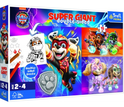 Puzzle GIANT oboustranné Skvělý tým Tlapkové patroly/Paw patrol 15 dílků v krab. 40x27cm 24m+