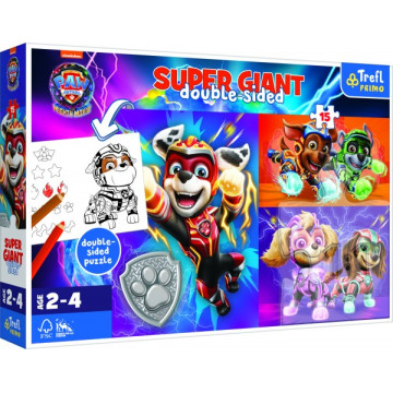 Puzzle GIANT oboustranné Skvělý tým Tlapkové patroly/Paw patrol 15 dílků v krab. 40x27cm 24m+